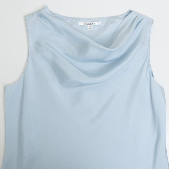 Brooks Brothers 100% Silk Cowl Neck Blouse Light Blue Size 10 - Picture 4 of 11